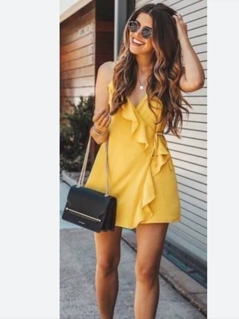 The Vintage Shop Yellow Ruffle Mini Dress